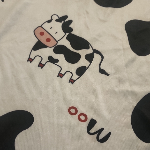 SHEIN Cow Print Pajama Dress - Black and White - Picture 3 of 4